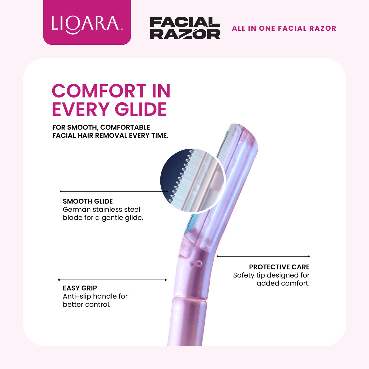 Glow Glide Face Razor Pink